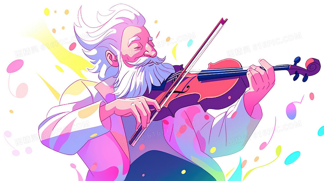 一个拉小提琴的男士插画