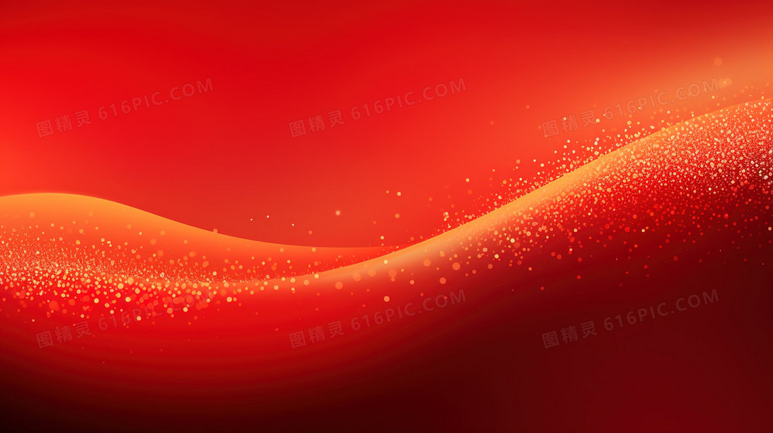 红色渐变金粉波纹背景