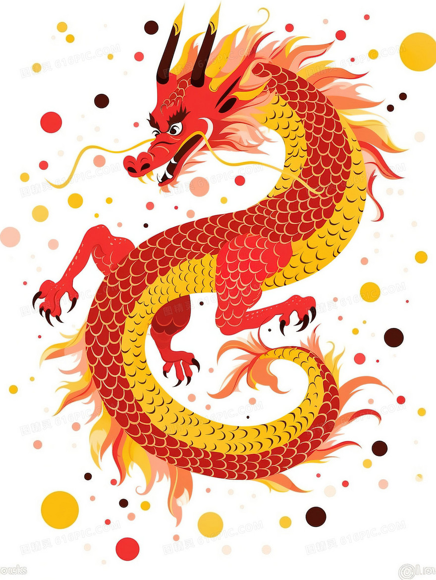 彩色扁平风龙插画