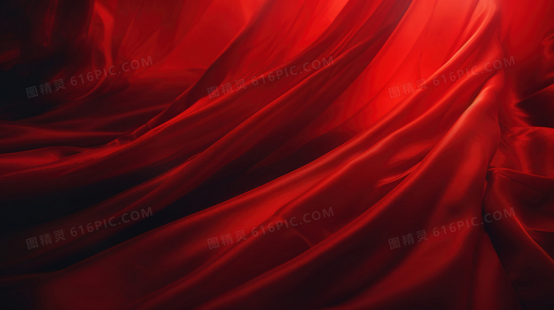 红色飘动的丝绸背景
