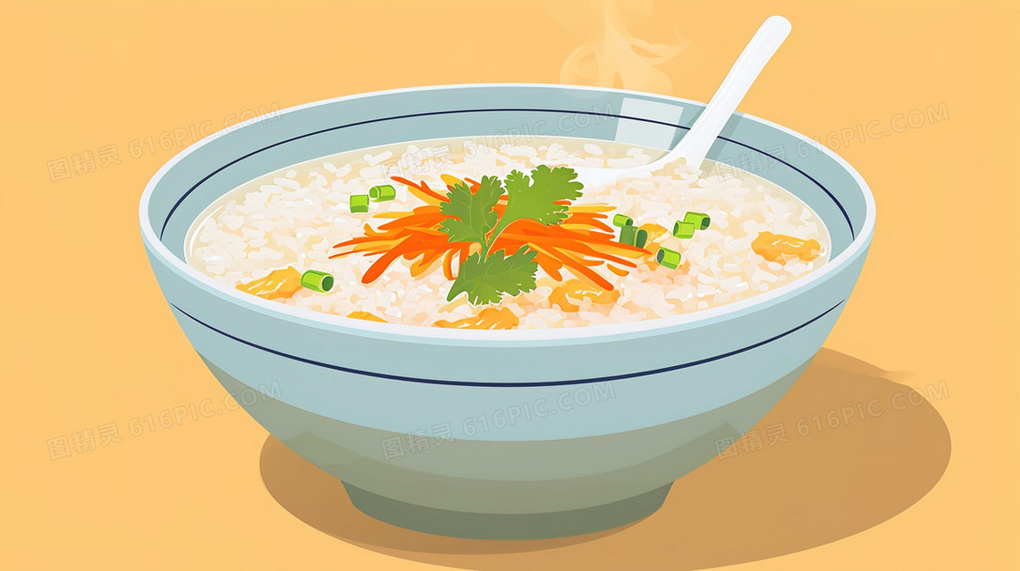 暖胃的养生米粥插画