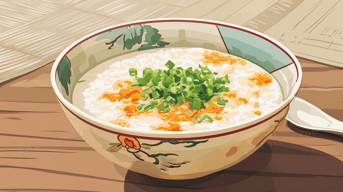 暖胃的养生米粥插画