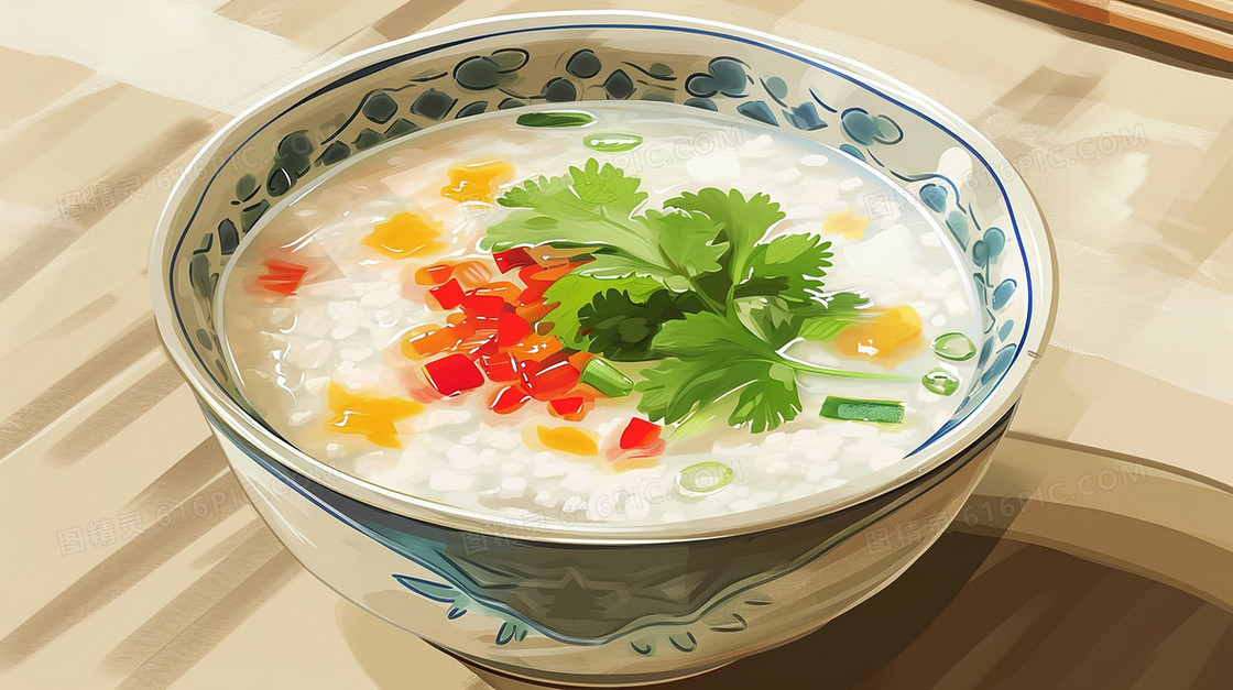 暖胃的养生米粥插画