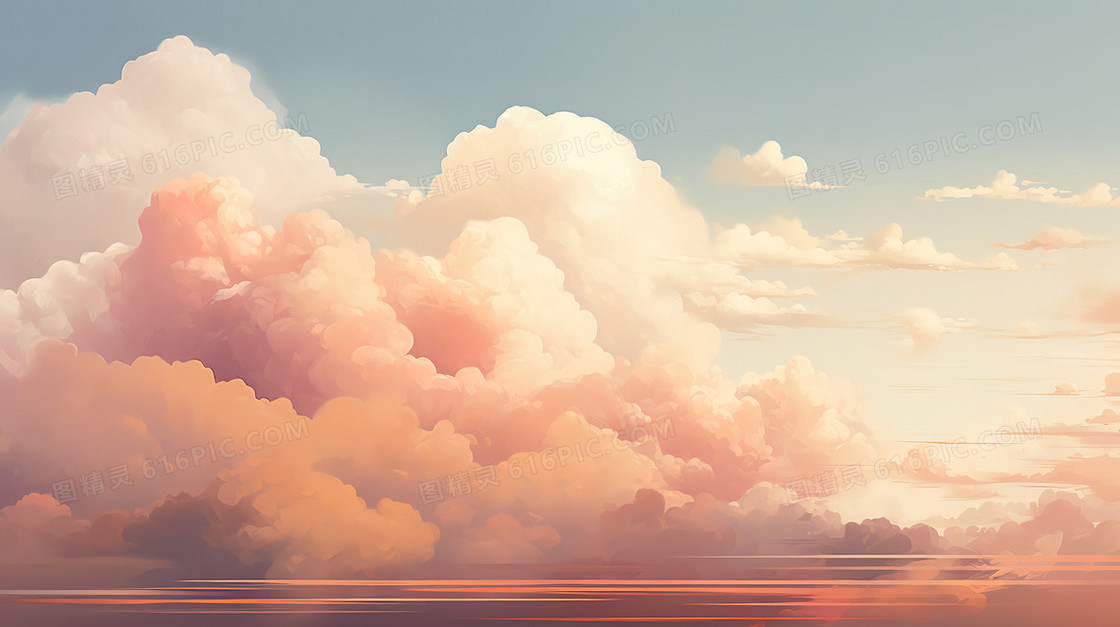 粉色唯美天空上的云背景