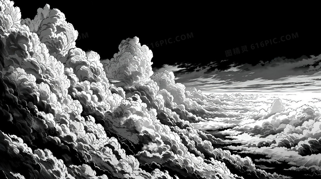 高山壮观的云海插画
