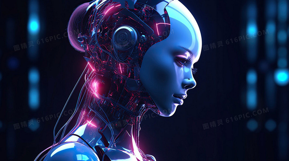 机器人科技未来人工智能人机插画