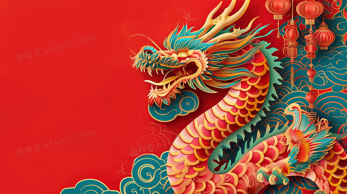 神话传说中国神兽龙创意插画