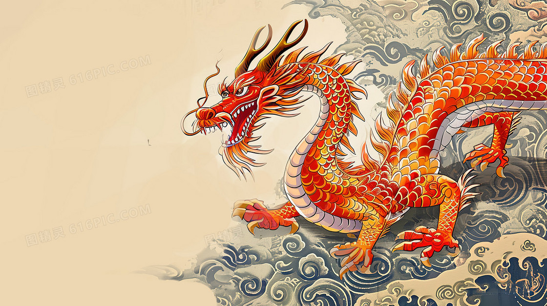 神话传说中国神兽龙创意插画