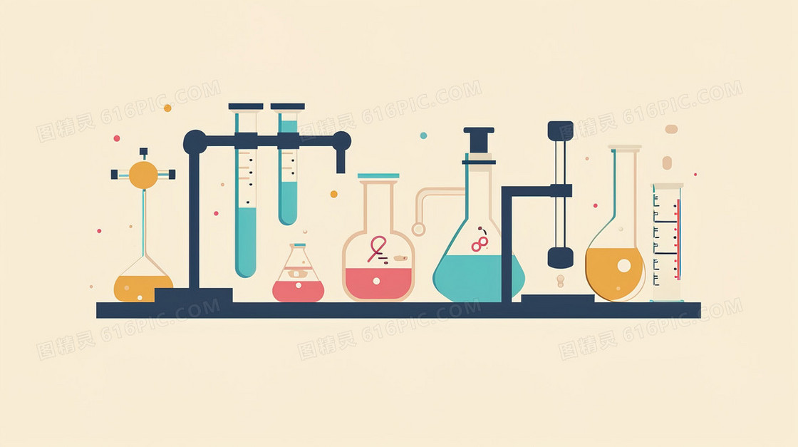 实验室架子上的化学药瓶插画