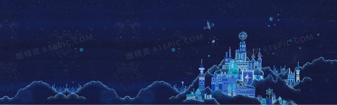 城堡神秘夜景梦幻背景banner