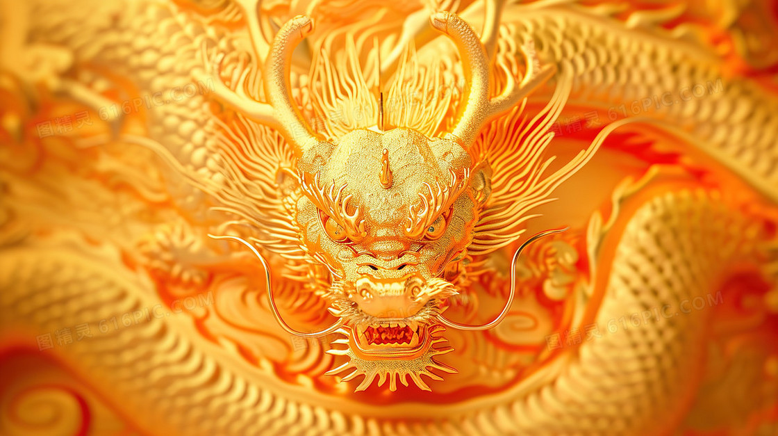 中国春节龙年神兽金龙创意图片