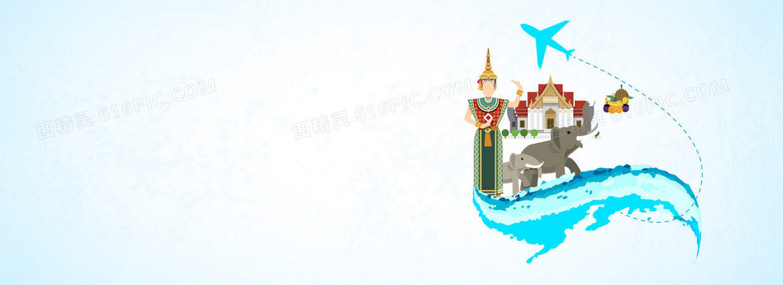 国庆旅游泰国卡通背景