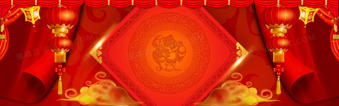 春节中国风红色海报背景