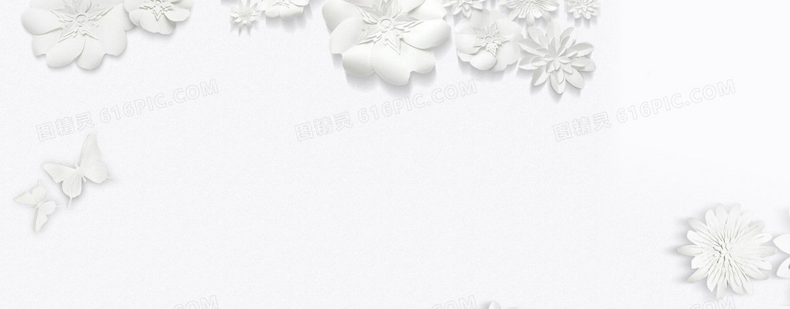 白色花朵大气珠宝天猫海报banner背景