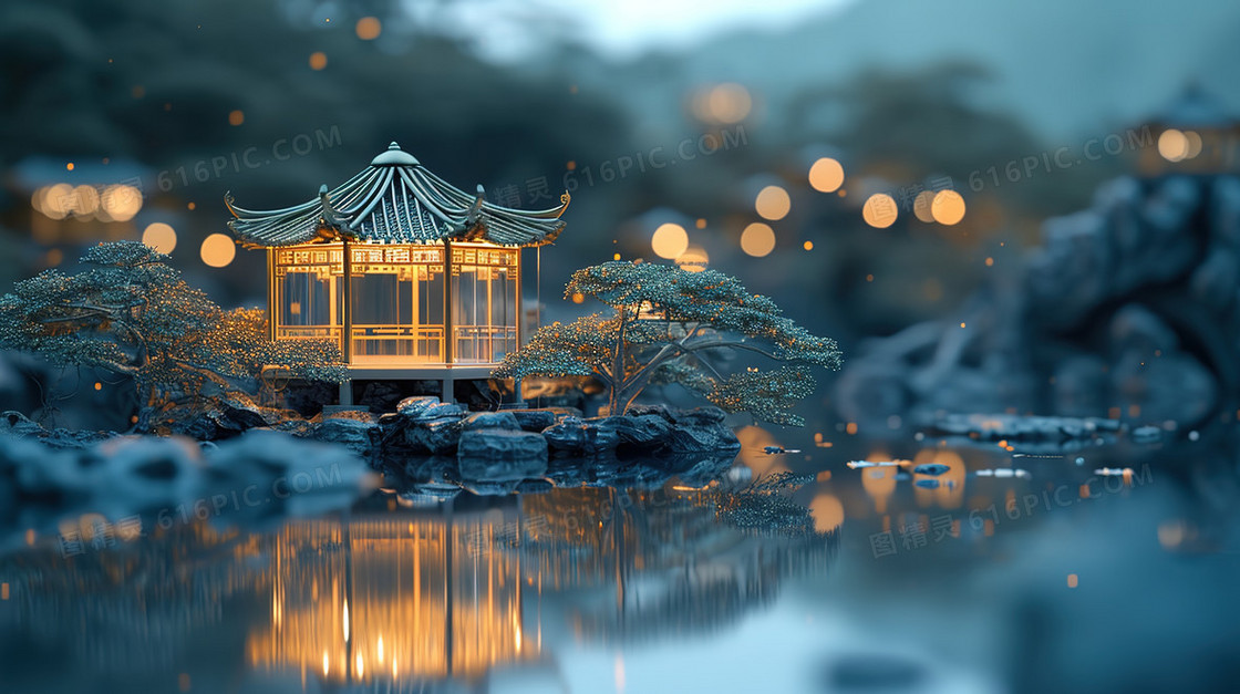 中国风建筑景观模型图片