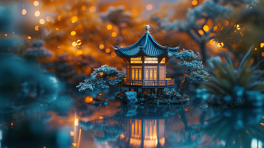 中国风建筑景观模型图片