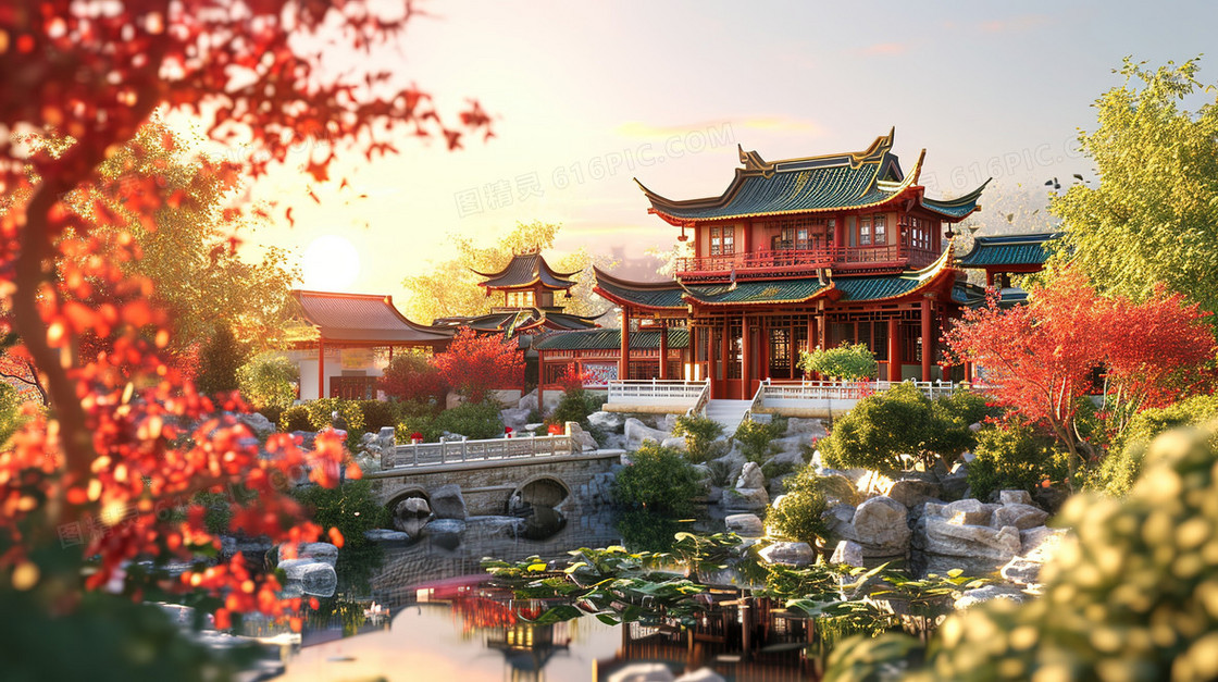 中古园林美丽风景图片