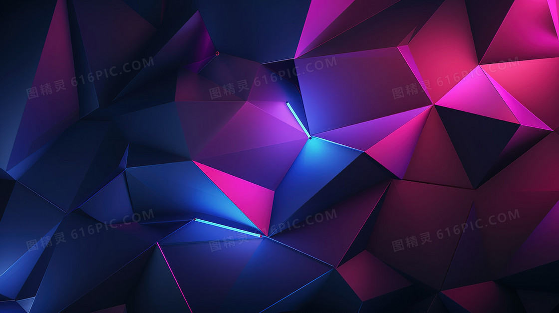 蓝紫渐变块状几何撞色抽象背景