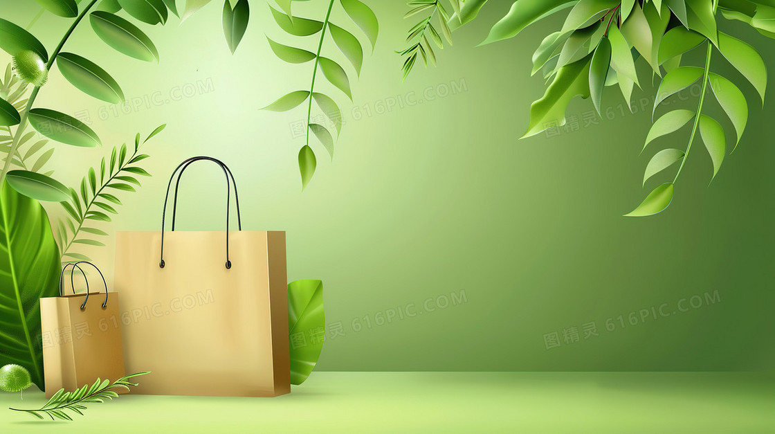 夏季新品上市促销打折绿色植物背景图