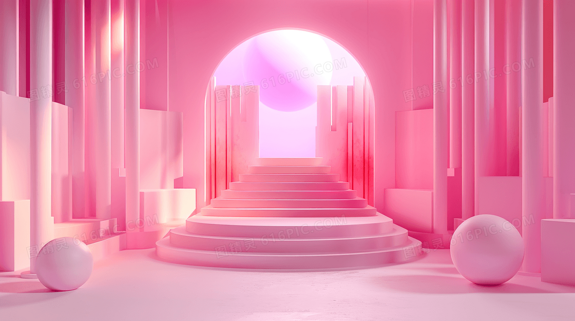3D立体楼梯展台背景