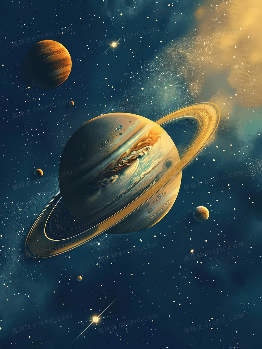 竖版创意木星星空背景
