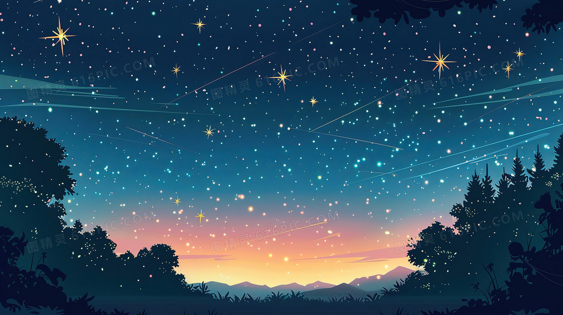 创意唯美渐变色星空背景