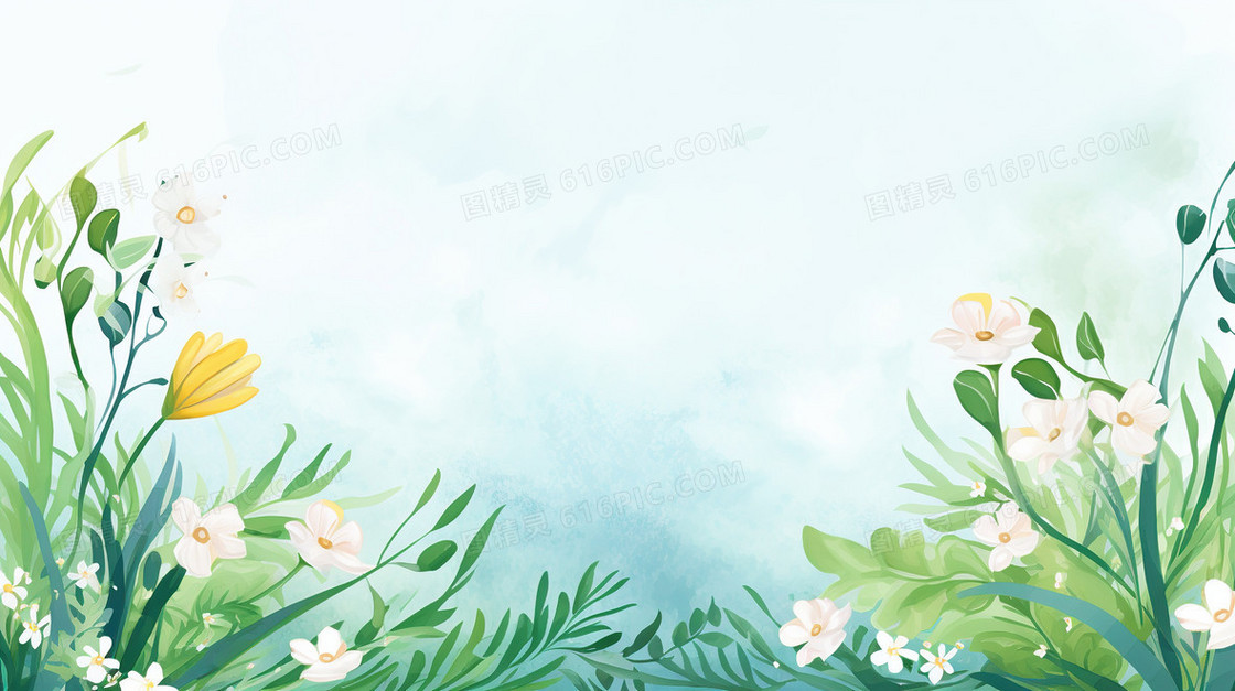 卡通植物花草背景
