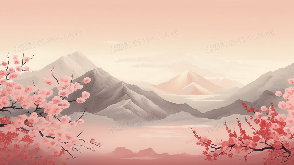 中国风树枝水墨古风国风背景