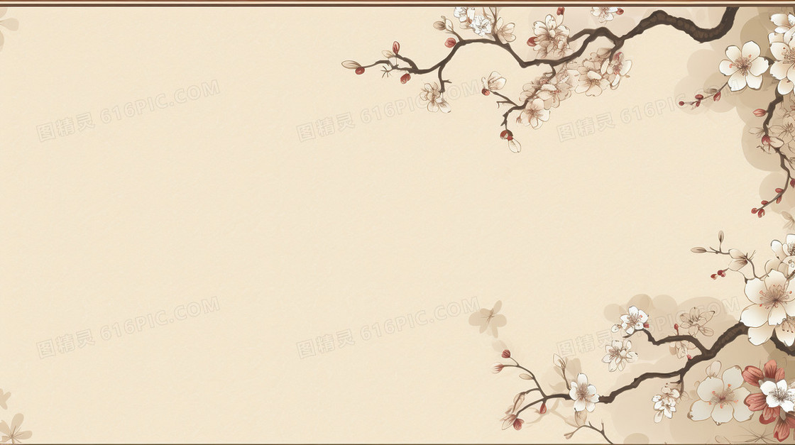 中国风喜庆新中式花朵背景