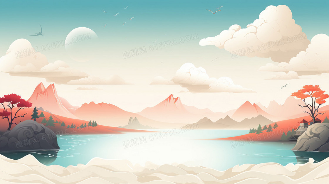 中国风山水古风背景