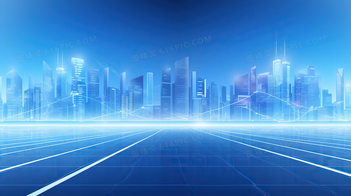 蓝色商务科技城市未来感背景