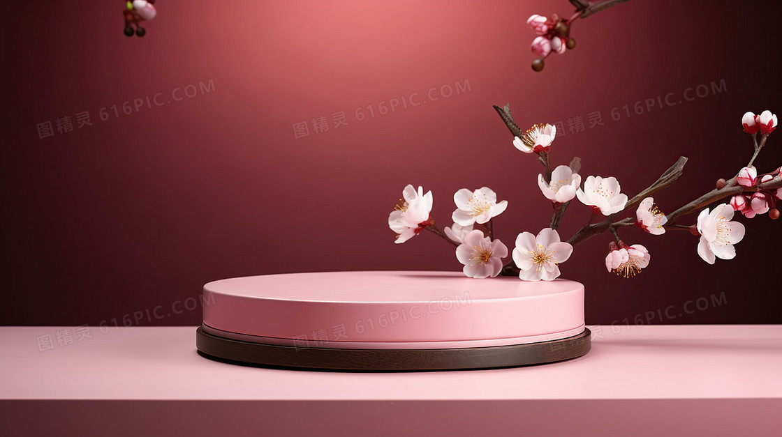 春天C4D电商展台促销背景