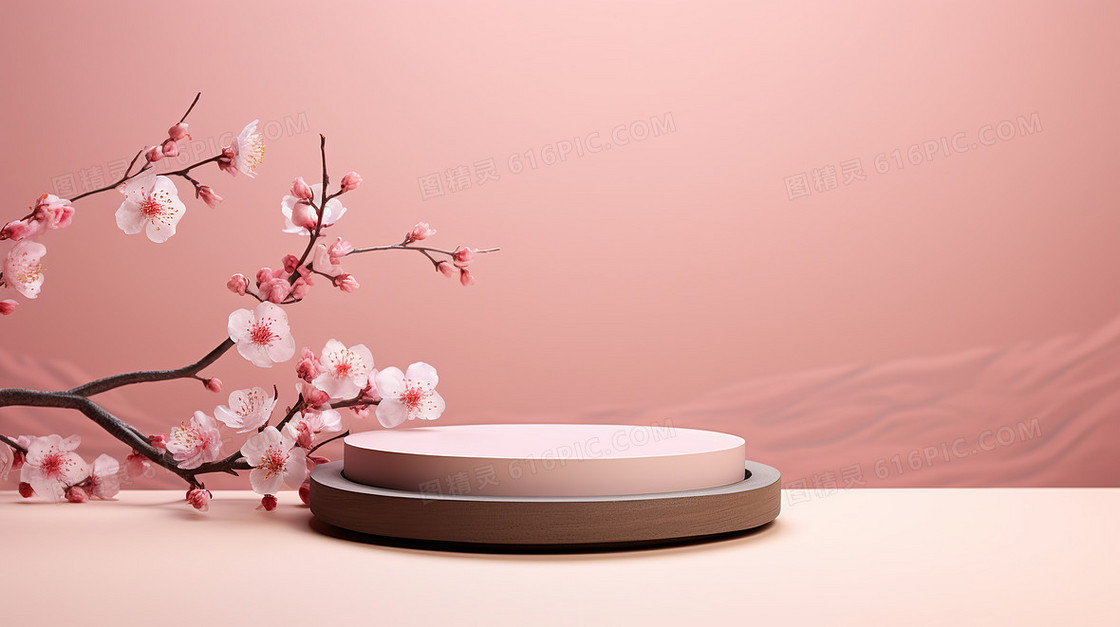 春天C4D电商展台促销背景