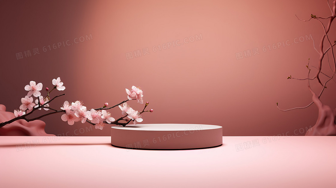春天C4D电商展台促销背景