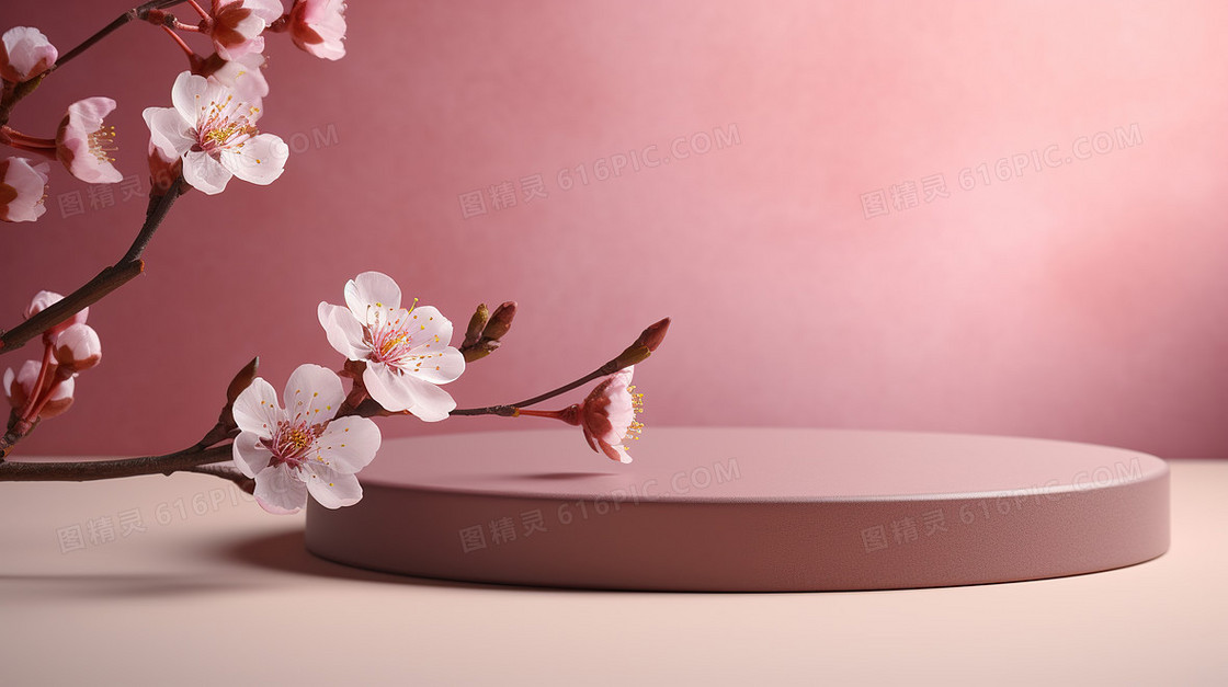 春天C4D电商展台促销背景
