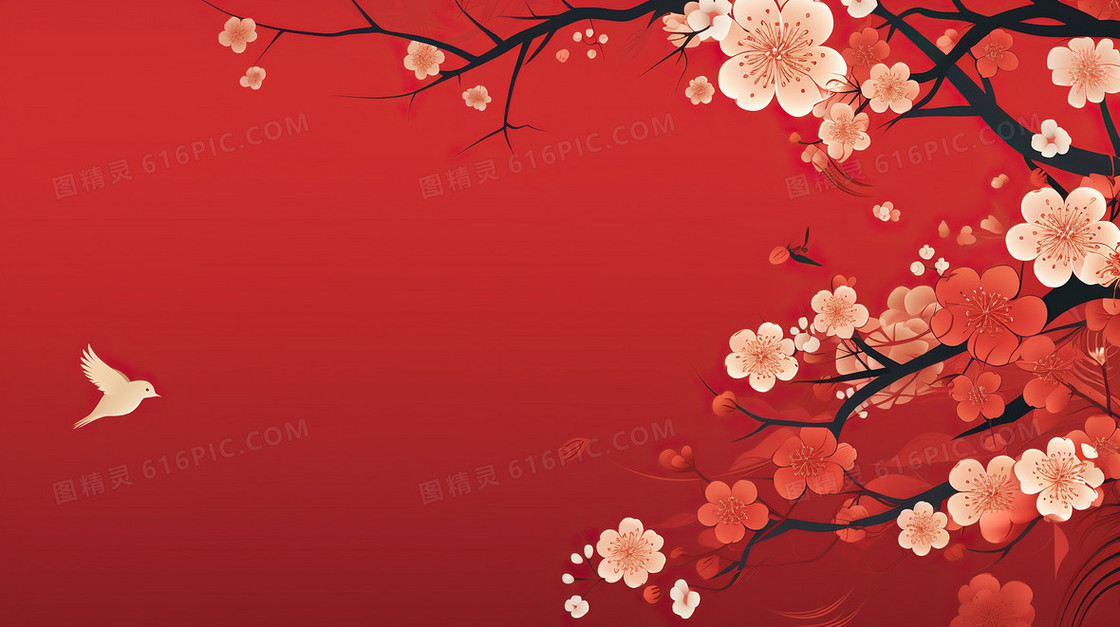 中国风喜庆花卉边框背景