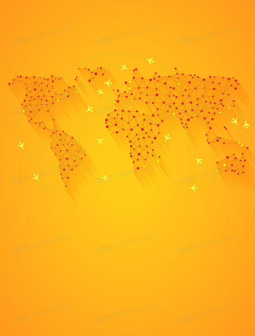 矢量橙色立体世界地图商业背景