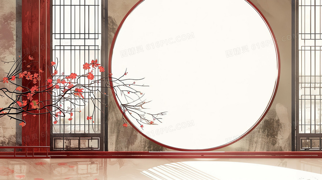 古风建筑中式窗户中国风背景图