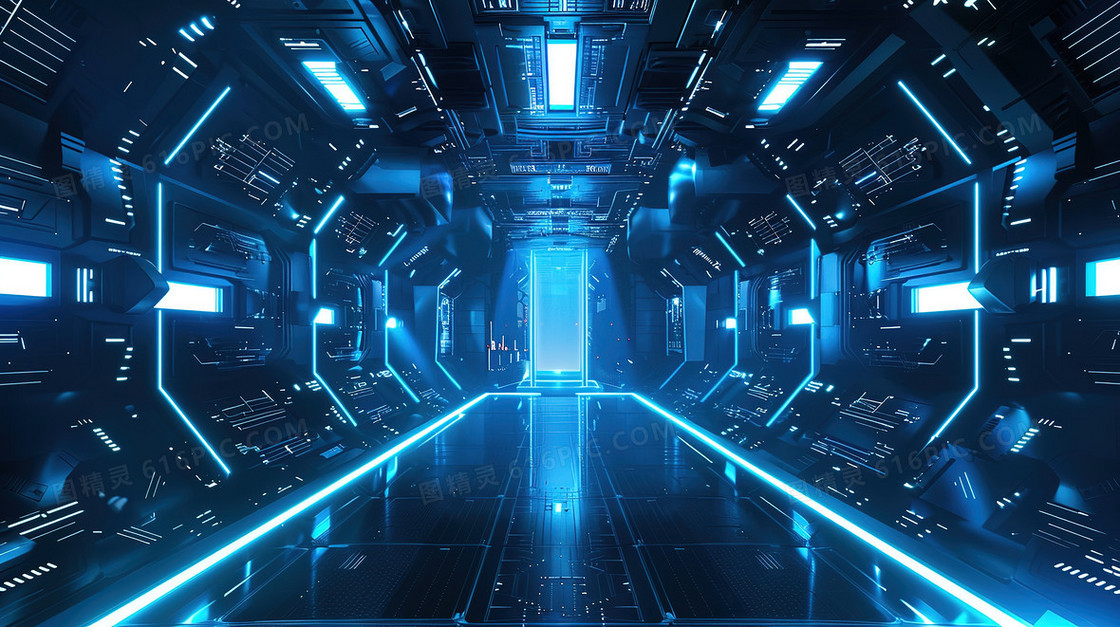 蓝色创意科技感空间站背景