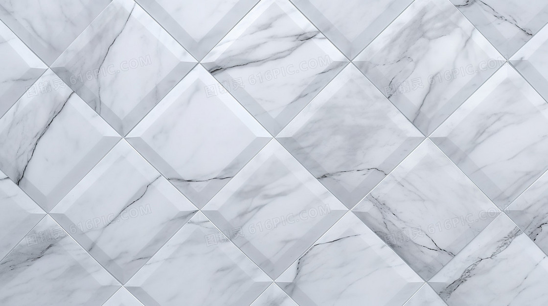 白色几何大理石瓷砖背景