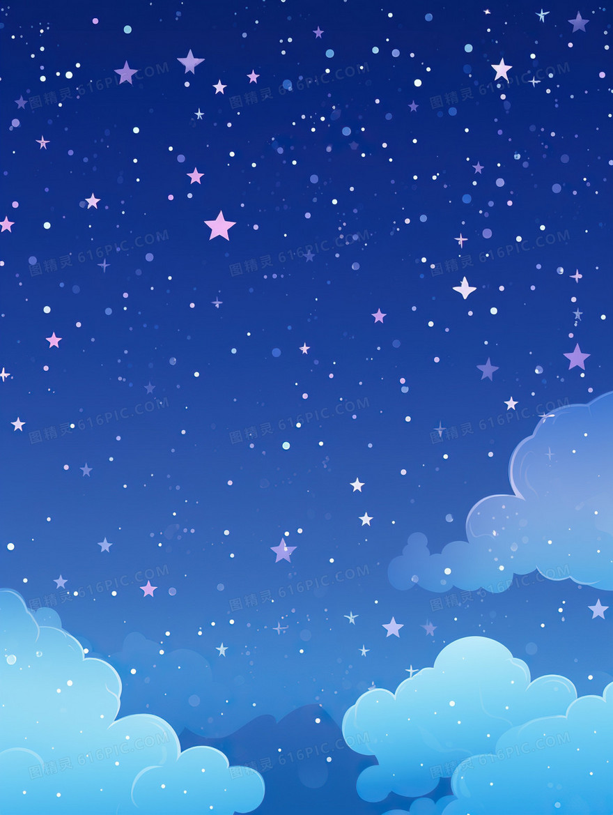 蓝色简约星星梦幻夜晚背景