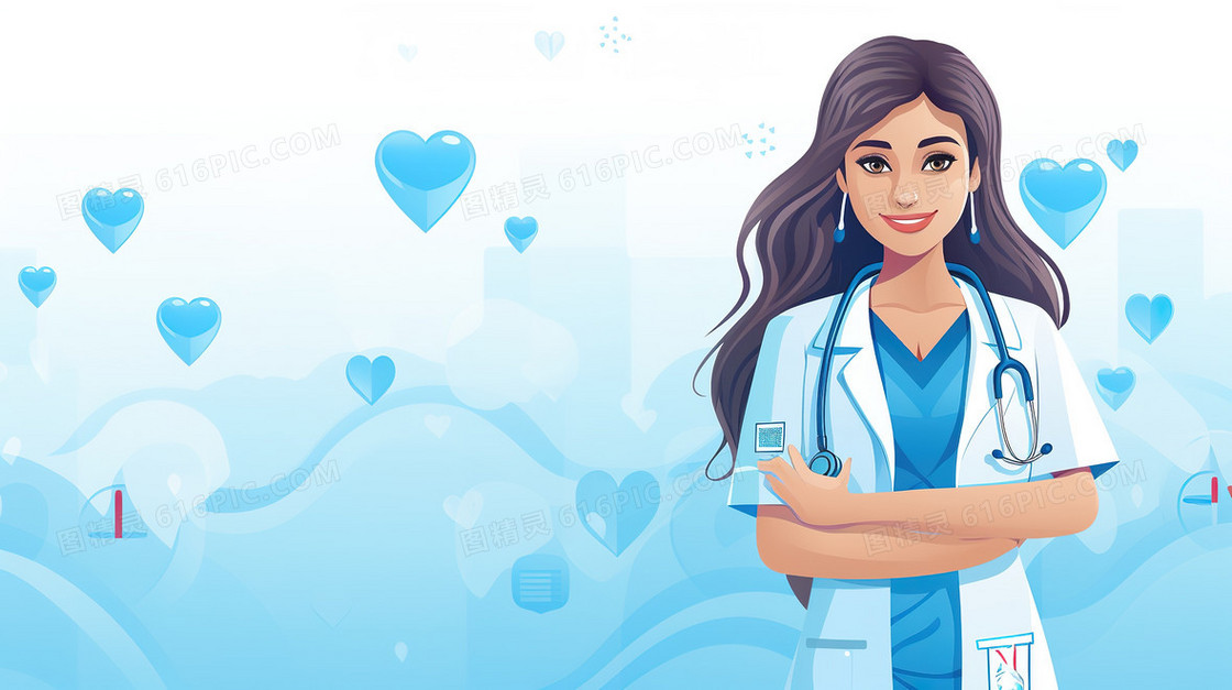 卡通蓝色医疗医生护士背景