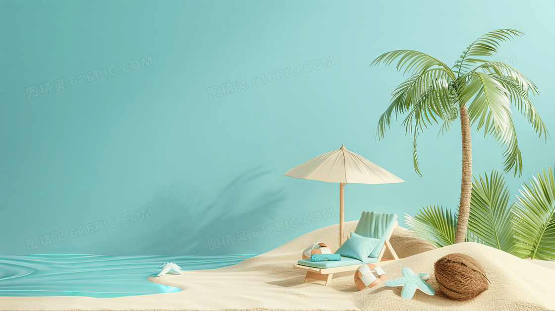 3D夏日海滩背景