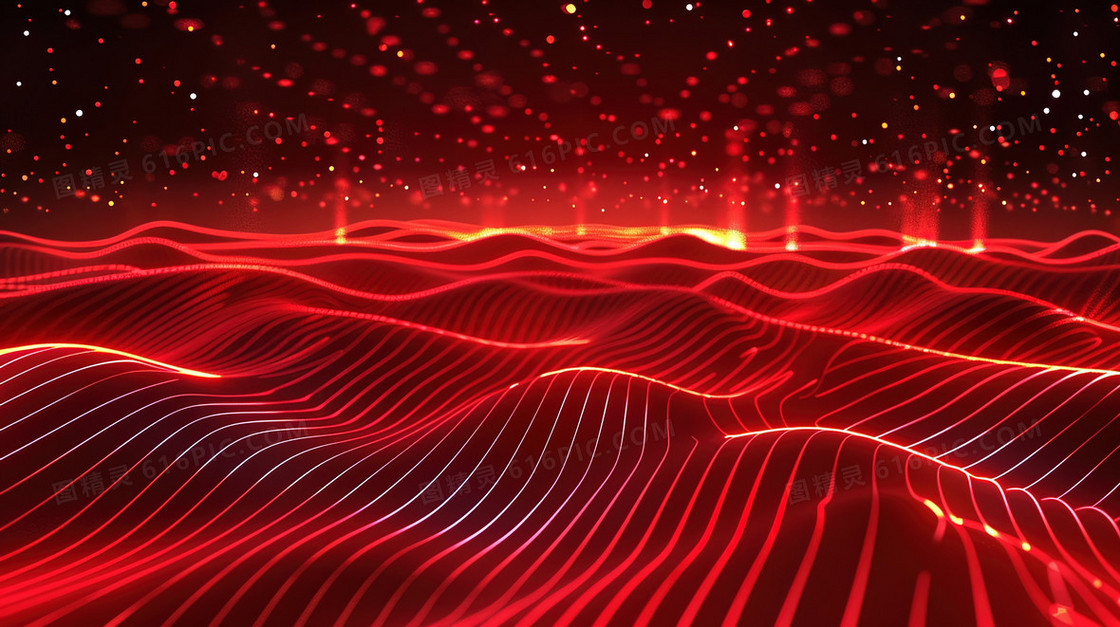 红色科技感商务粒子纹理背景