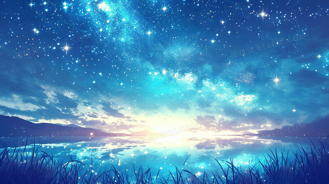 蓝色唯美星空浪漫背景