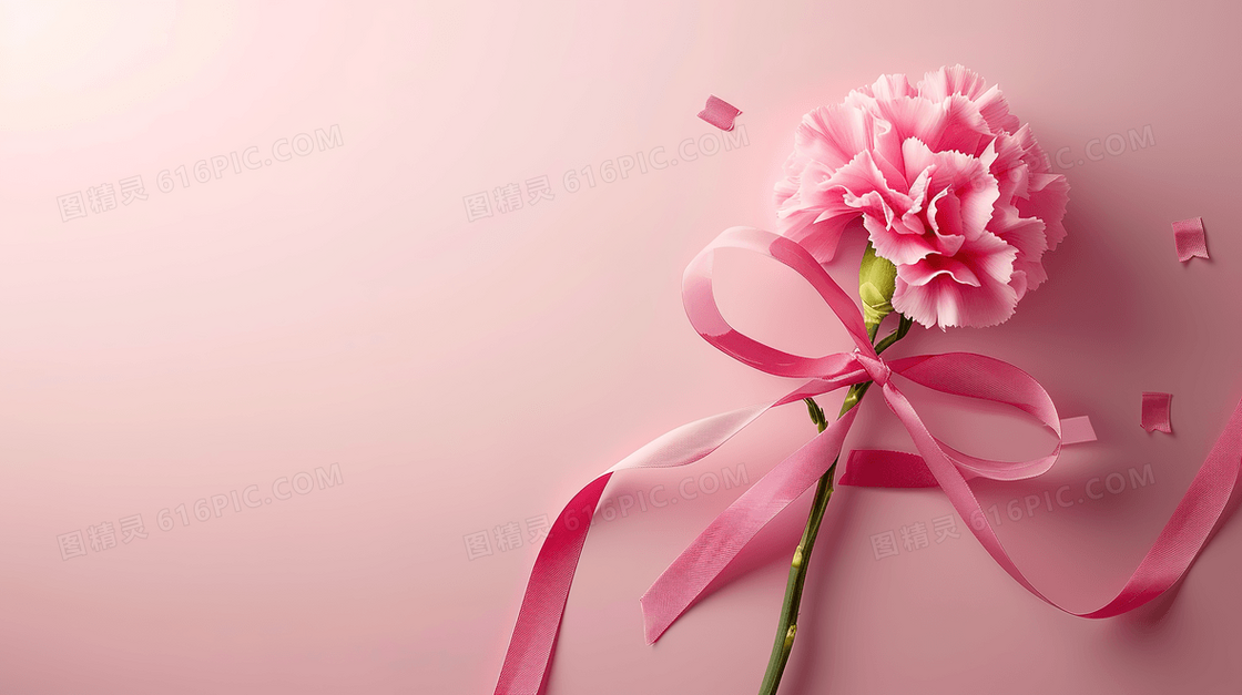 粉色唯美母亲节康乃馨水彩背景