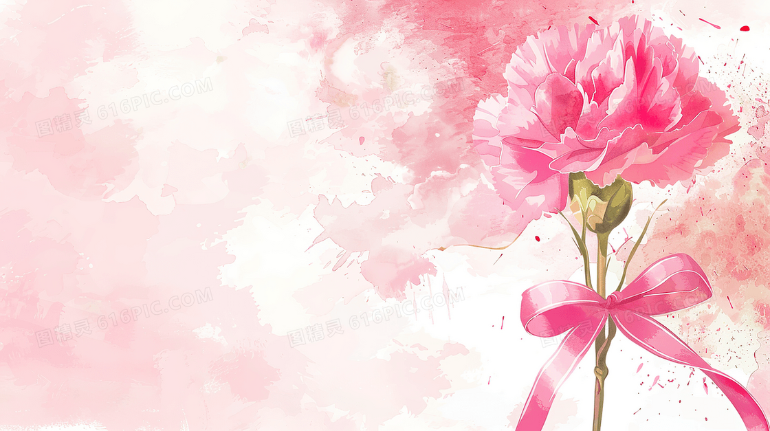 粉色唯美母亲节康乃馨水彩背景