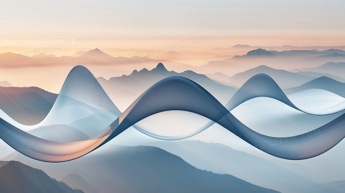 抽象中国风远山山脉风景背景