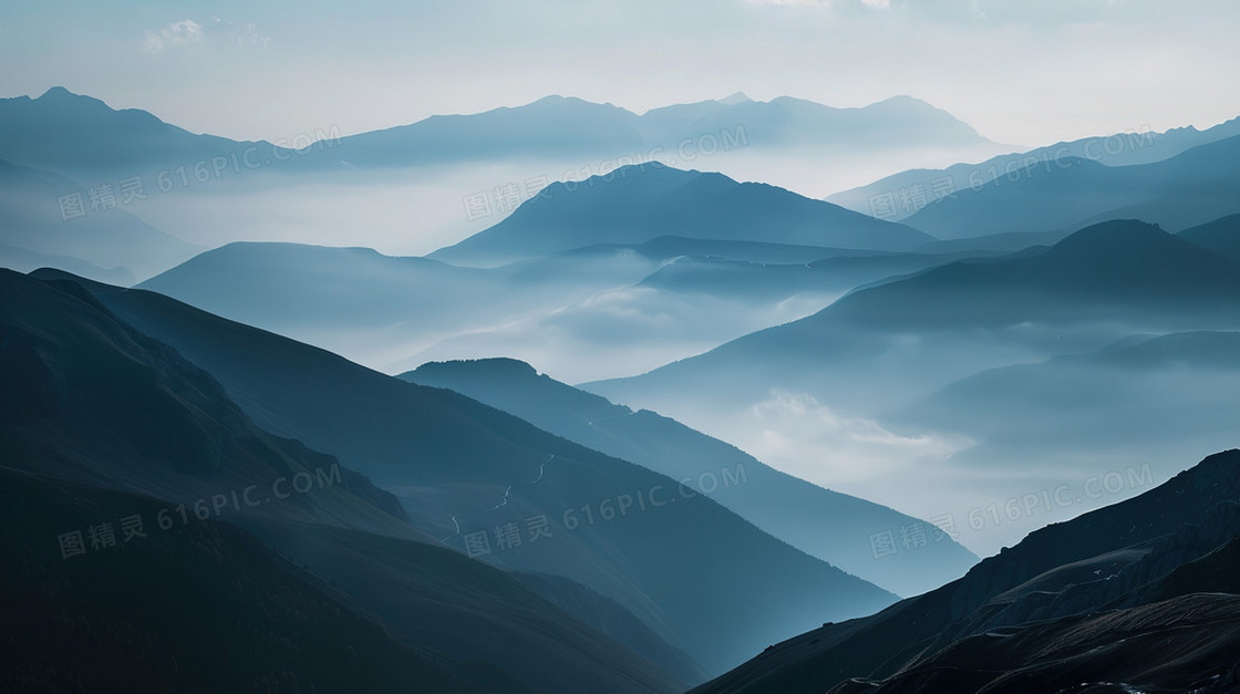 中国风起伏远山唯美简约背景