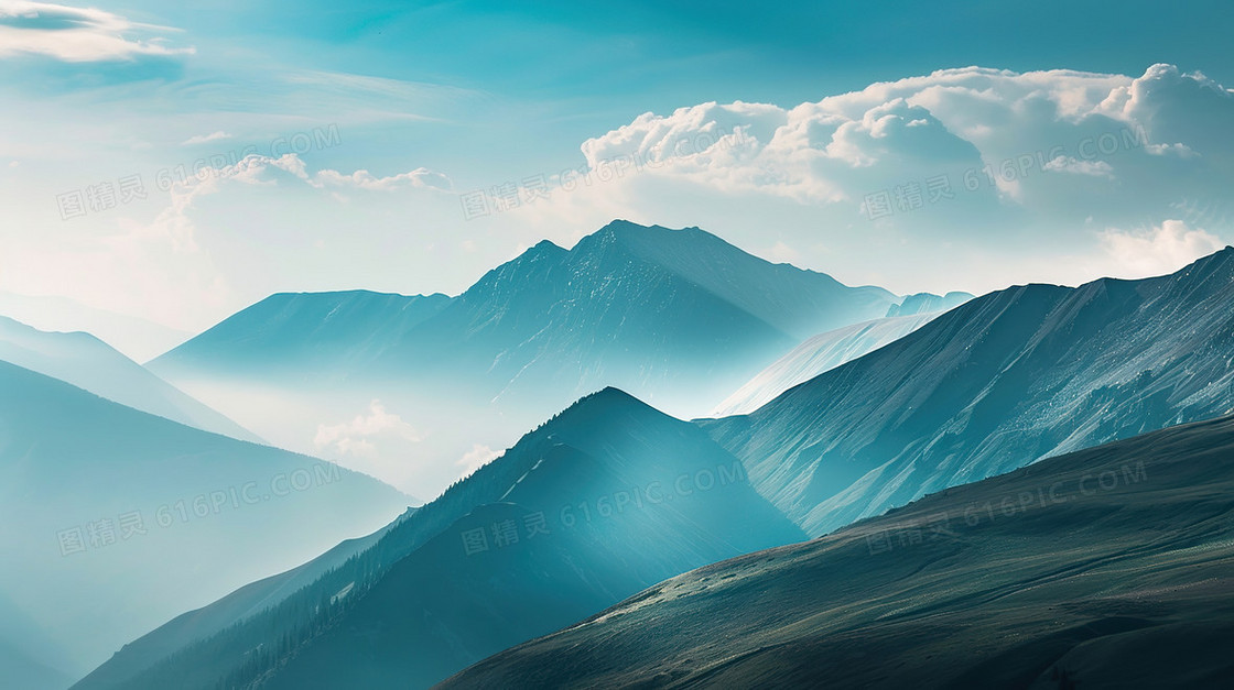 远山山脉自然风景背景